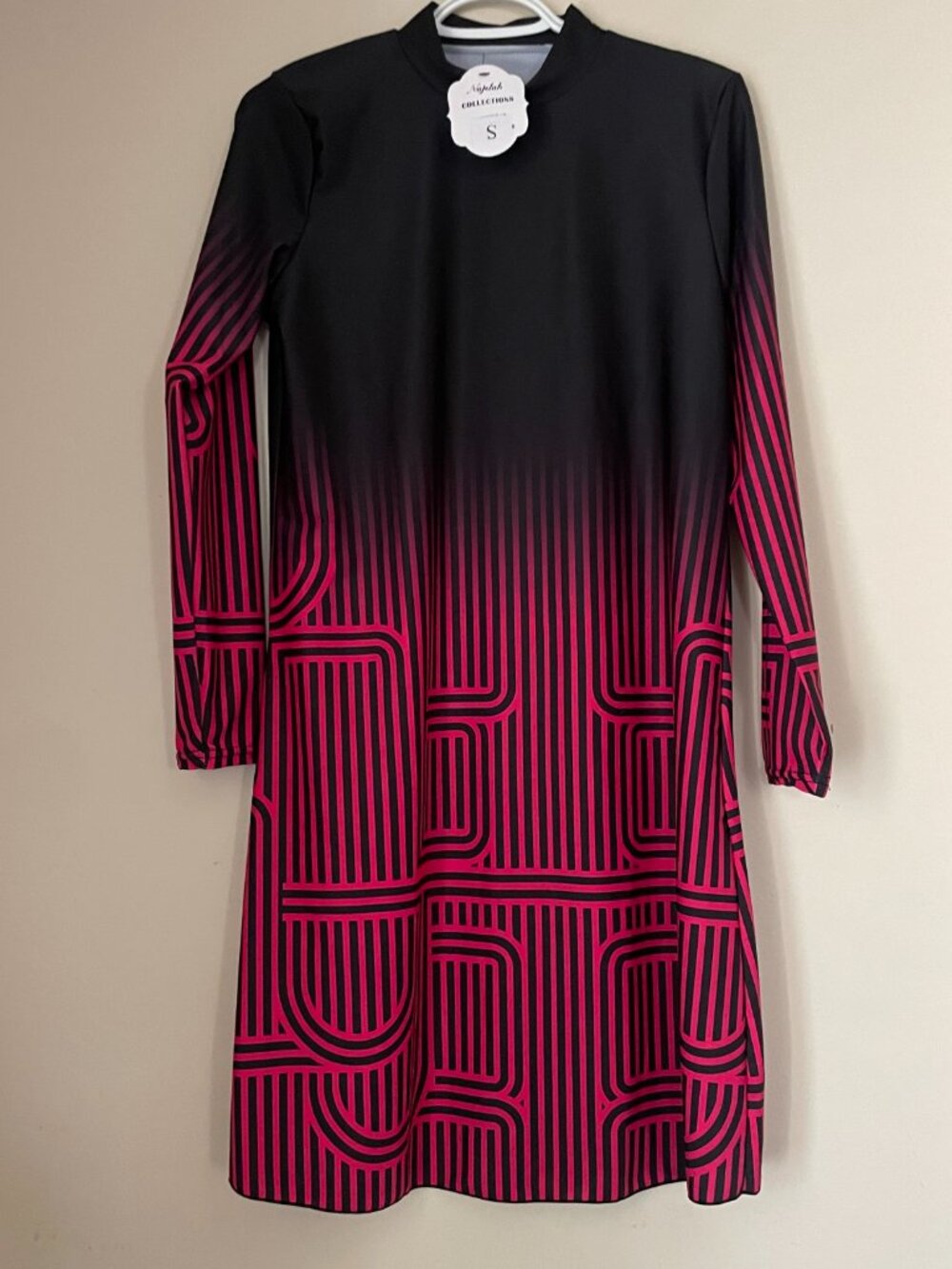 Najelah Collections Black & Pink Swim Dress